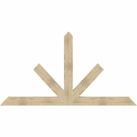 Ekena Millwork Saratoga Rough Sawn Timber Gable Bracket, Douglas Fir, 96"W x 52"H x 4"D x 6"F, 13/12 Pitch GBW096X52X0406SAR00RDF